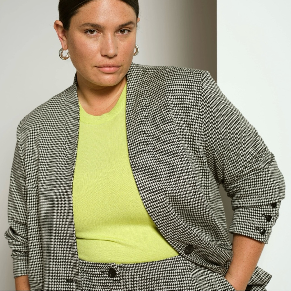 Universal Standard Houndstooth Check Black and White Blazer XS NWT
